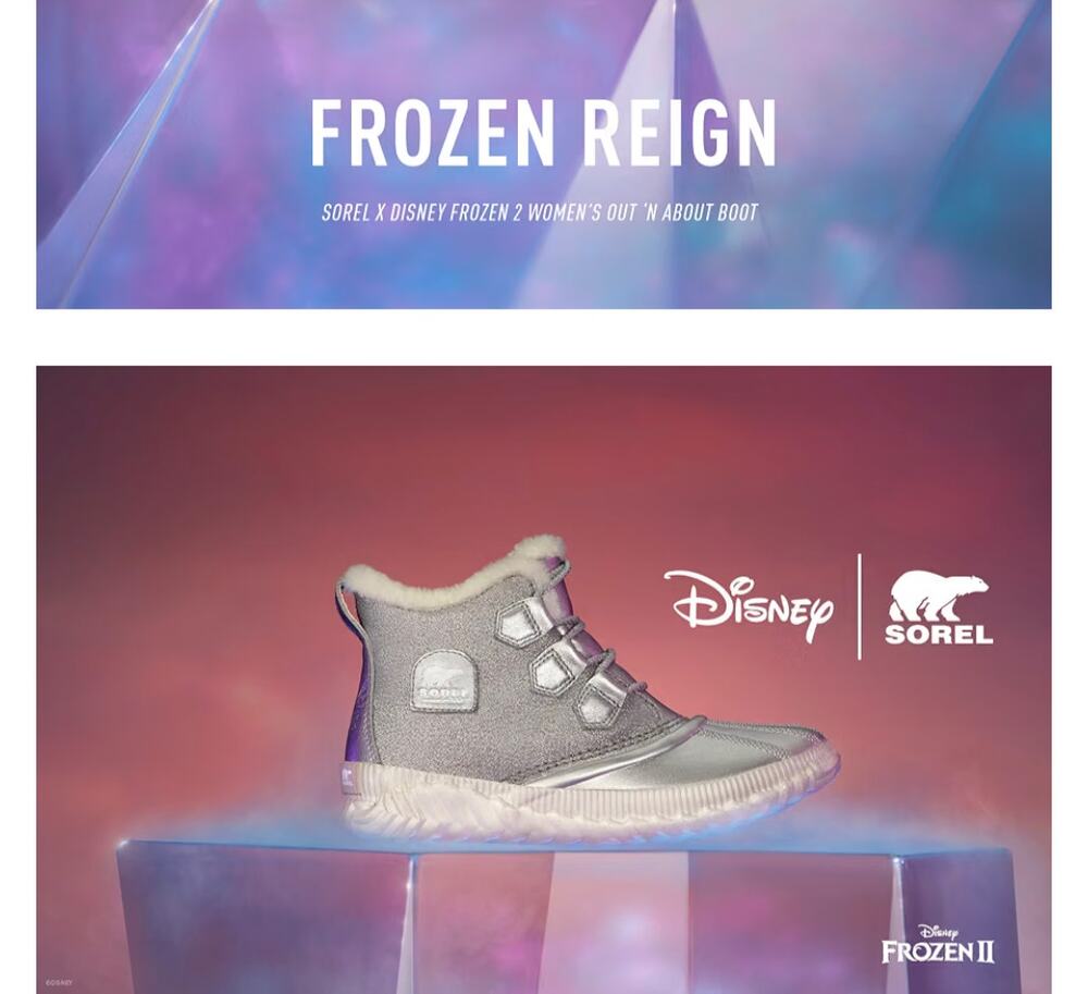 SOREL * Disney FROZEN Out 'N About Waterproof Silver Shimmer Shearling Boots 9